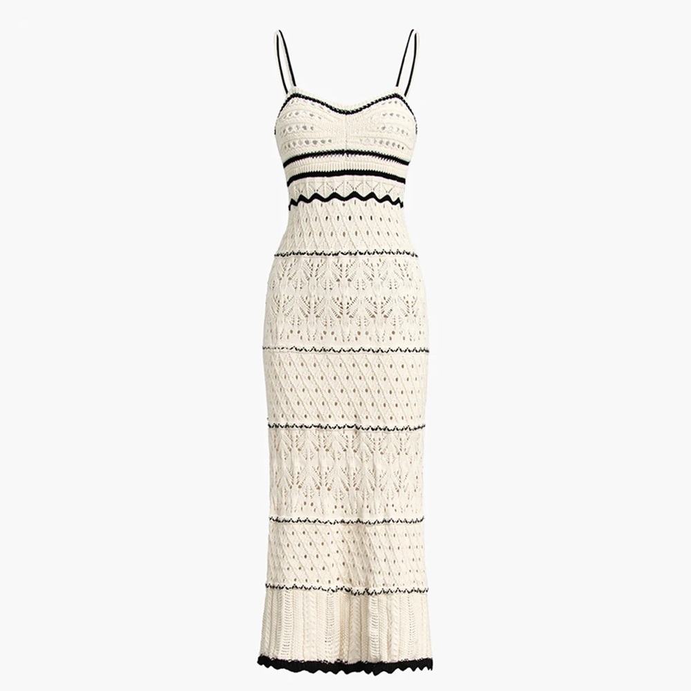 Black & white crochet dress, S